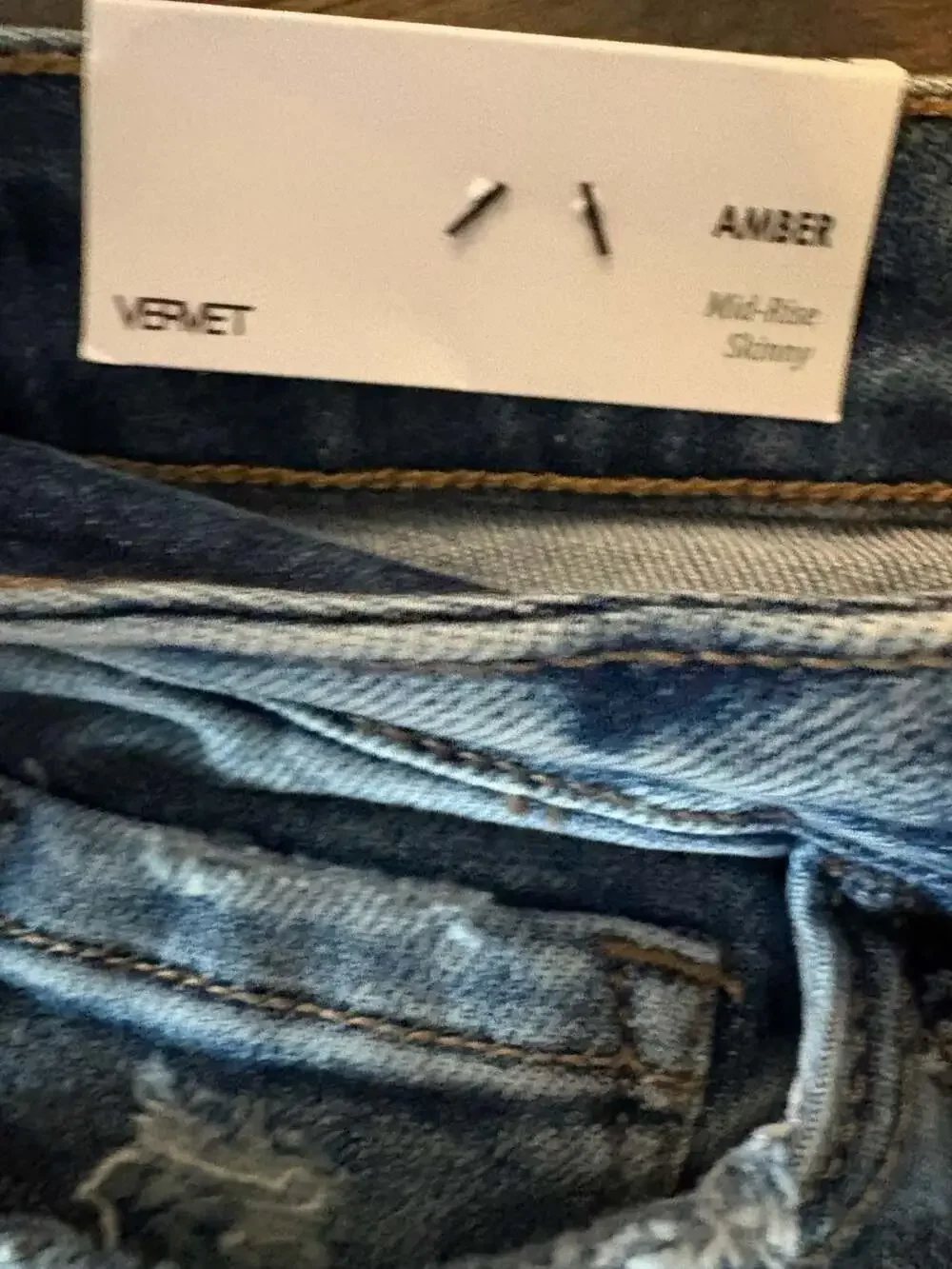 Vervet Amber Mid-Rise Distressed Button Fly Skinny Jeans